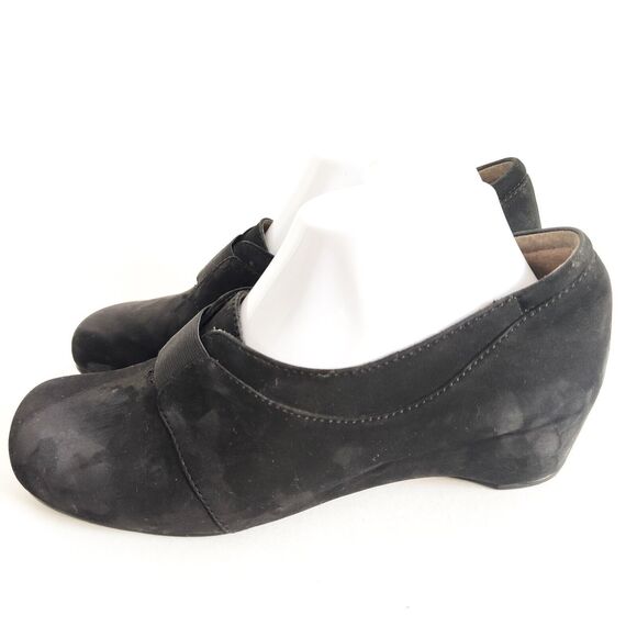 Josef Seibel Black Suede Leather Slip On Hidden Wedge Loafer Womens Size 39 / 8 - Picture 3 of 11